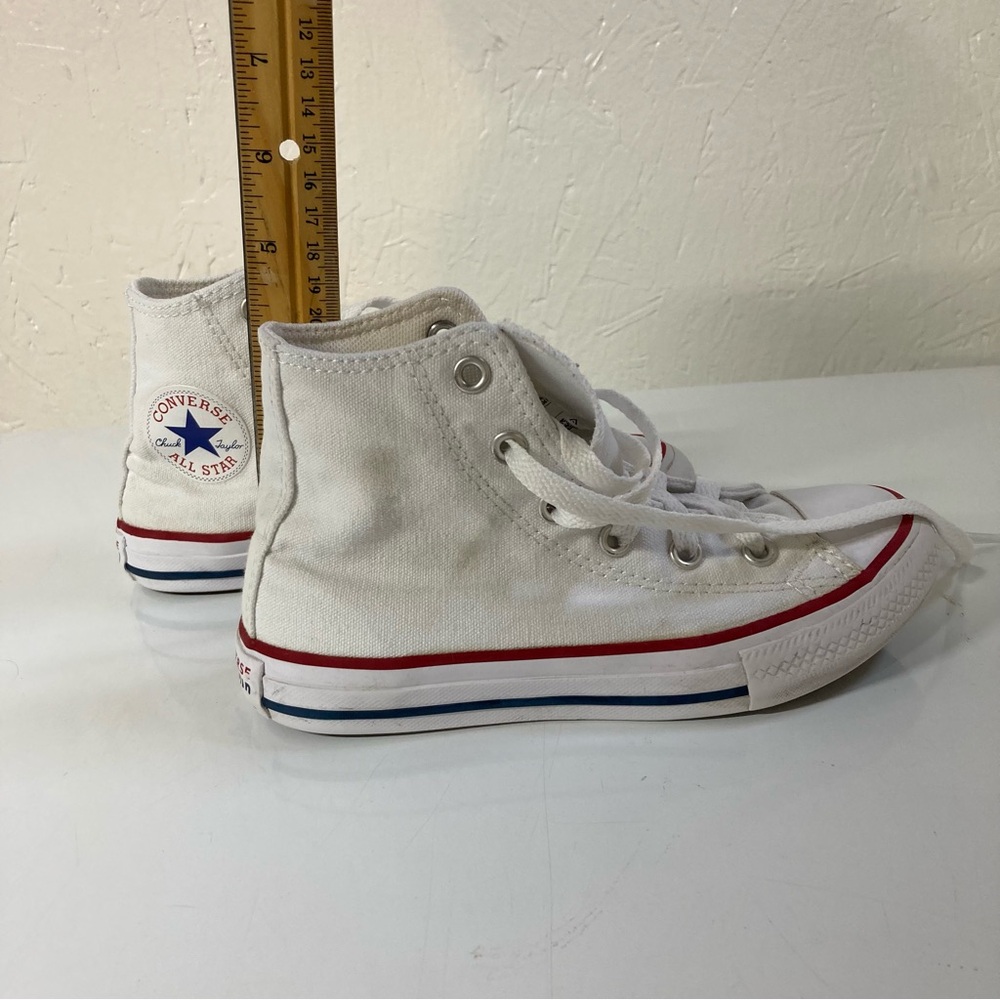 Converse Chuck Taylor All Star White Canvas High-Tops with Red and Blue Accents - Picture 16 of 16